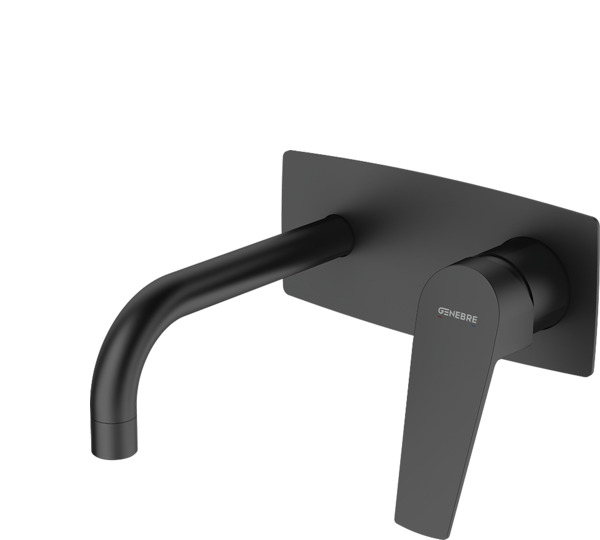 Monomando de lavabo empotrado caño 16 cm Negro Kloe